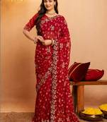 Bandhani embroidered pure georgette fusion bandhani saree