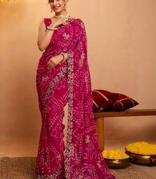 Bandhani zari pure georgette fusion bandhani saree