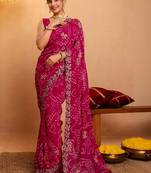 Bandhani zari pure georgette fusion bandhani saree
