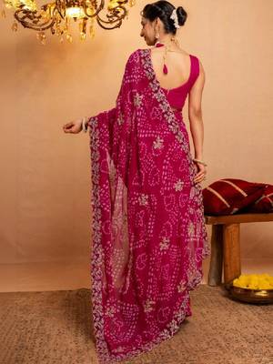 Bandhani zari pure georgette fusion bandhani saree 3