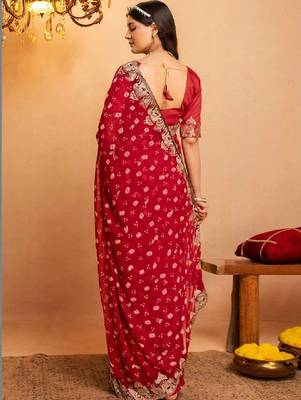 Bandhani embroidered pure georgette fusion bandhani saree 3
