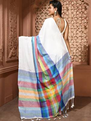 Striped pure cotton bandhani saree 2