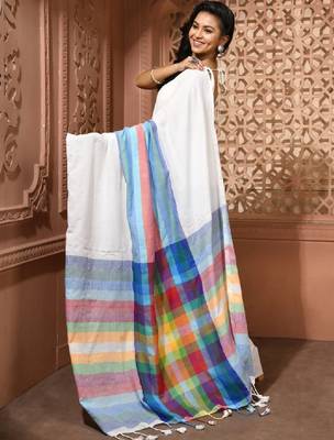 Striped pure cotton bandhani saree 3