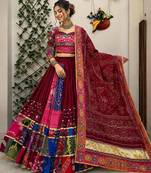 Multicolor Navratri Muslin Cotton with Digital Print & Real Mirror Work
