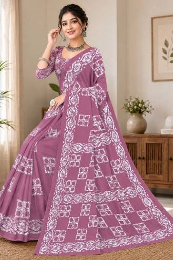 Pure cotton bandhani saree