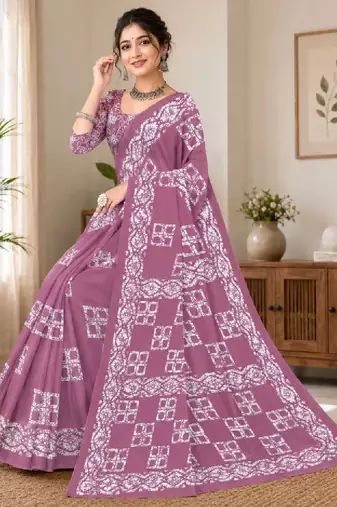 Pure cotton bandhani saree