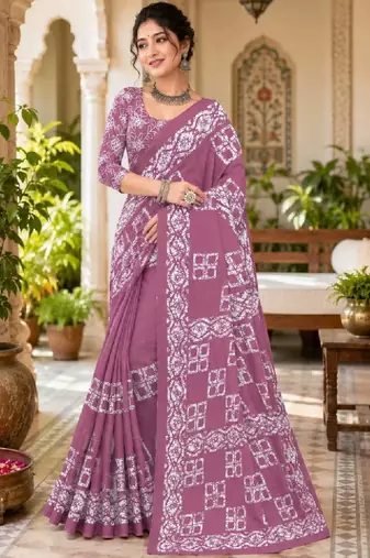 Pure cotton bandhani saree