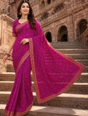 Bandhani zari poly georgette bandhani saree 1