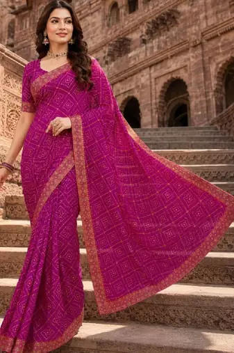 Bandhani zari poly georgette bandhani saree