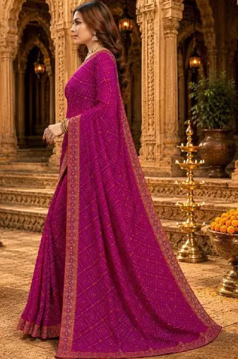 Bandhani zari poly georgette bandhani saree