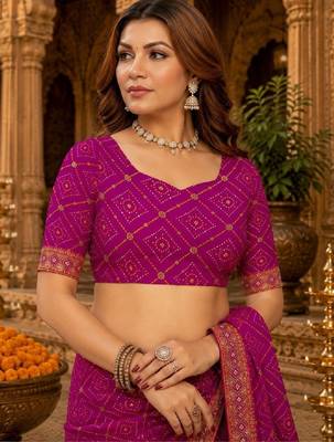 Bandhani zari poly georgette bandhani saree 4