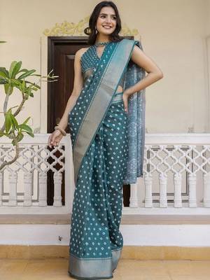Bandhani zari art silk fusion bandhani saree 1