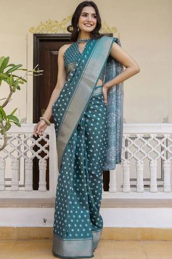 Bandhani zari art silk fusion bandhani saree
