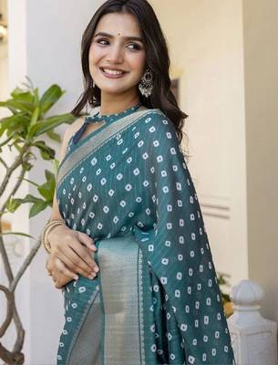 Bandhani zari art silk fusion bandhani saree 2
