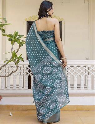 Bandhani zari art silk fusion bandhani saree 3