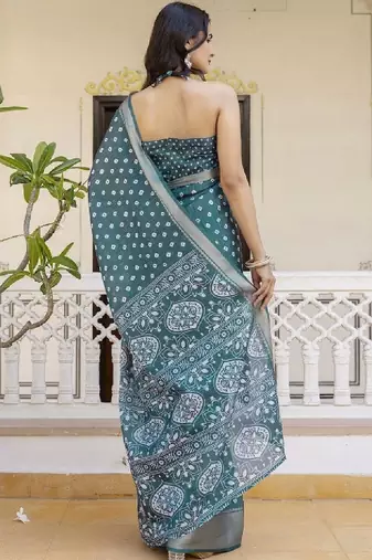 Bandhani zari art silk fusion bandhani saree