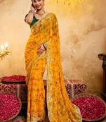 Bandhani zari pure georgette fusion bandhani saree