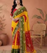 Bandhani embroidered pure georgette fusion bandhani saree