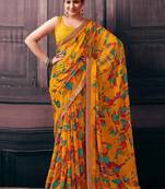 Pure chiffon fusion leheriya saree