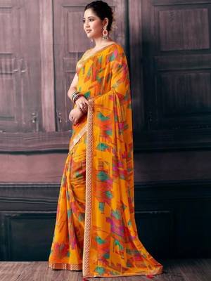 Pure chiffon fusion leheriya saree 2