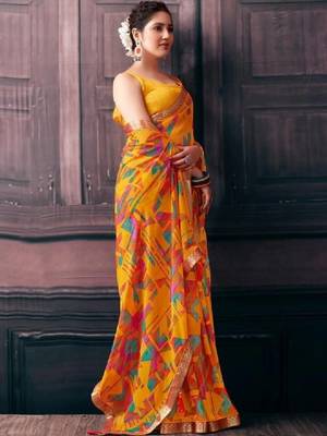 Pure chiffon fusion leheriya saree 3