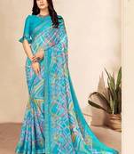 Pure chiffon fusion leheriya saree
