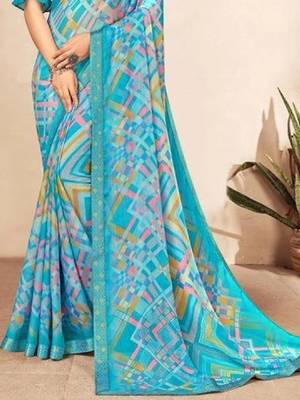 Pure chiffon fusion leheriya saree 3