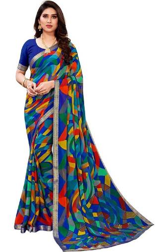 Pure chiffon fusion leheriya saree