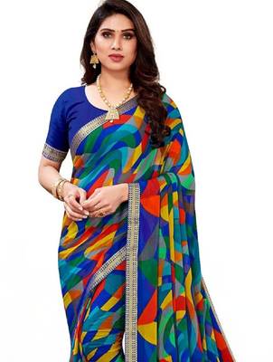 Pure chiffon fusion leheriya saree 4