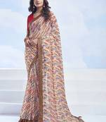 Leheriya pure chiffon fusion leheriya saree
