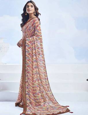 Leheriya pure chiffon fusion leheriya saree 2