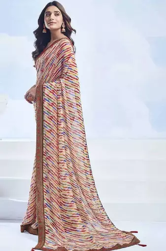 Leheriya pure chiffon fusion leheriya saree
