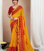 Bandhani pure chiffon fusion bandhani saree