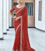 Bandhani embroidered pure georgette fusion bandhani saree