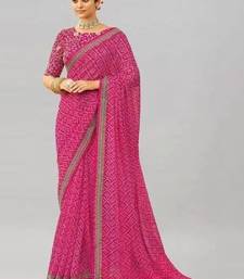Bandhani embroidered pure georgette fusion bandhani saree