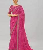 Bandhani embroidered pure georgette fusion bandhani saree