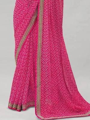 Bandhani embroidered pure georgette fusion bandhani saree 3