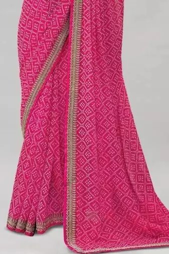 Bandhani embroidered pure georgette fusion bandhani saree