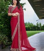 Bandhani embroidered pure georgette fusion bandhani saree
