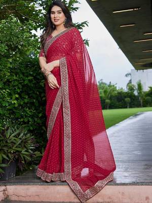Bandhani embroidered pure georgette fusion bandhani saree 2