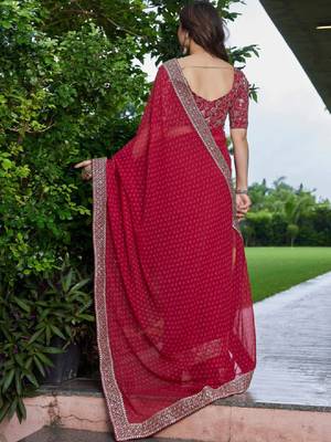 Bandhani embroidered pure georgette fusion bandhani saree 3