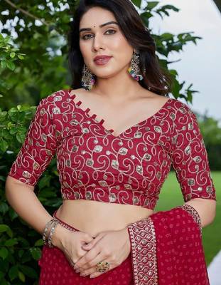 Bandhani embroidered pure georgette fusion bandhani saree 4