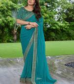 Floral pure georgette fusion bandhani saree