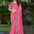 Floral embroidered pure georgette fusion bandhani saree