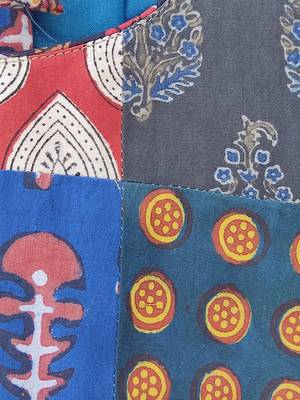 Multicolor authentic ajrakh patchwork cotton blouse 5