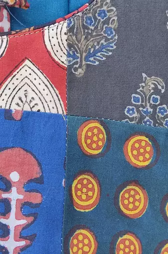 Multicolor authentic ajrakh patchwork cotton blouse