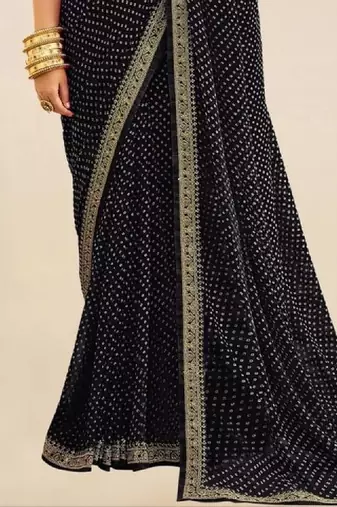Bandhani embroidered pure georgette fusion bandhani saree
