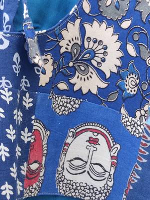 Blue authentic ajrakh patchwork cotton blouse 5