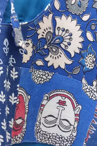 Blue authentic ajrakh patchwork cotton blouse
