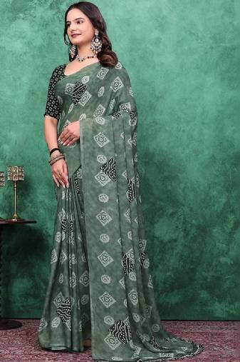 Bandhani poly georgette bandhani saree